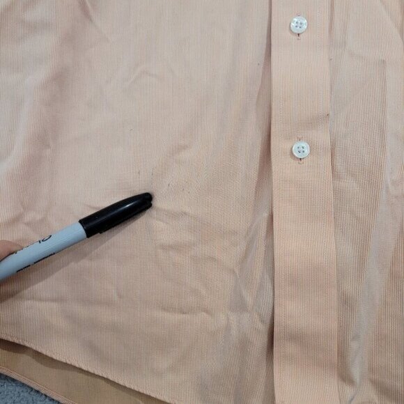 Enro Mens Peach Long Sleeve  Dress Shirt‎ Size 16 100% Cotton  JCT - Picture 7 of 8